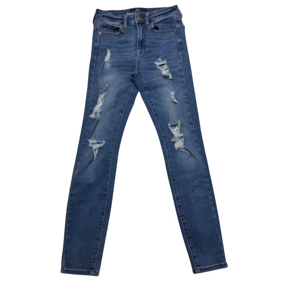 Aeropostale‎ High Rise Jegging Womens 2 Regular Blue Distressed Skinny Jeans